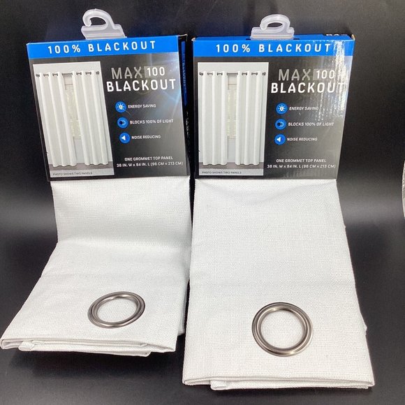 Max 100 Blackout 100% Noise Reducing Grommet Top 2 Panels White 38x84 Org $100 - Picture 4 of 9